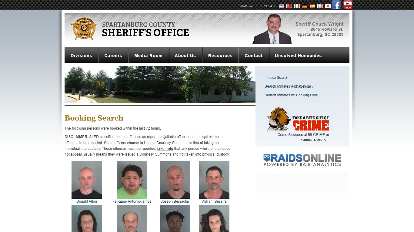 Booking Search : Spartanburg Sheriff